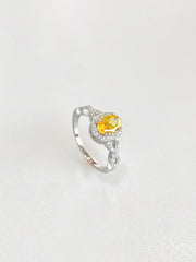 Josephine Oval Halo Ring (Yellow) - side view