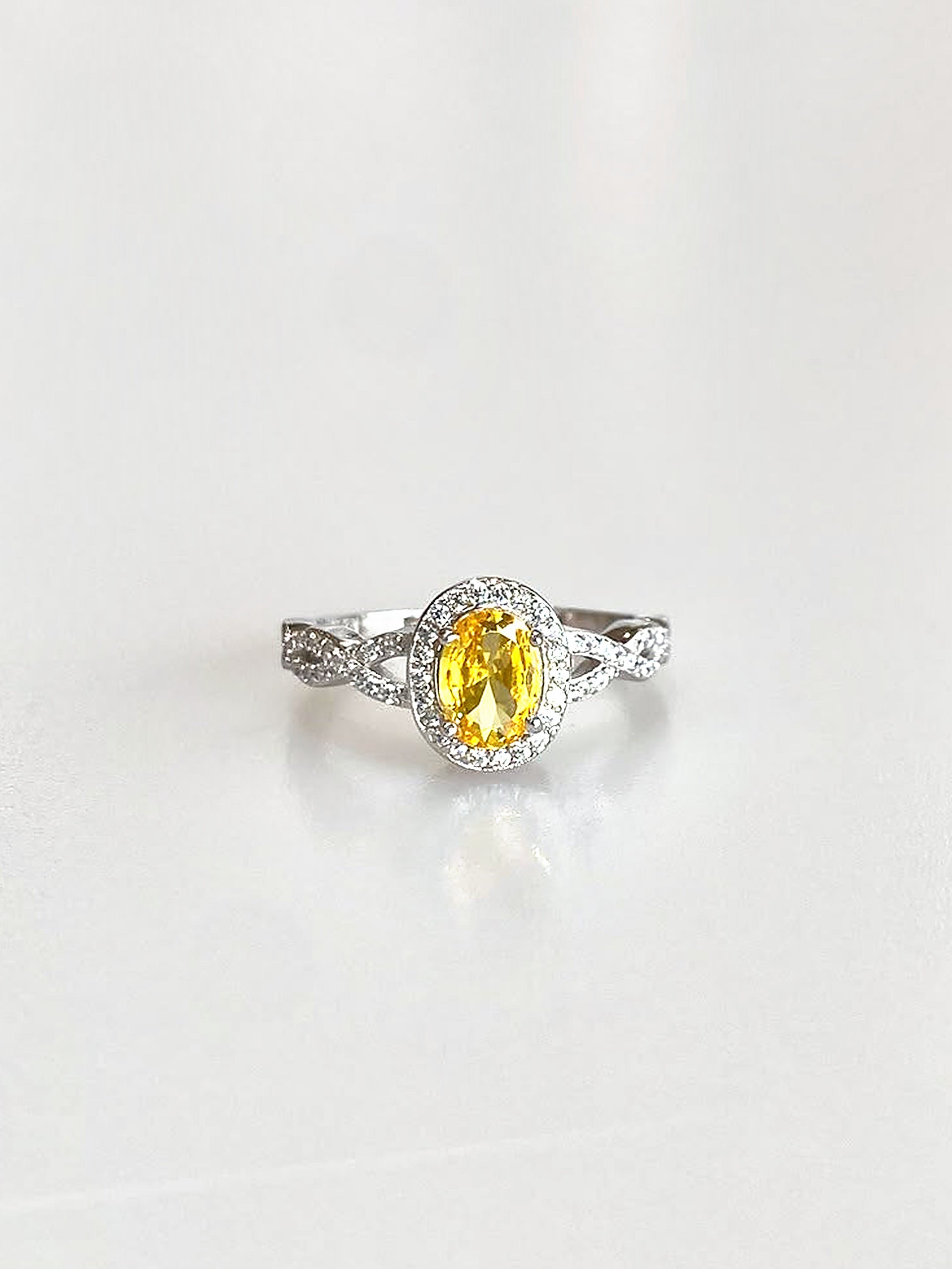 Josephine Oval Halo Ring (Yellow) - front view