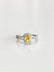 Josephine Oval Halo Ring (Yellow) - front view