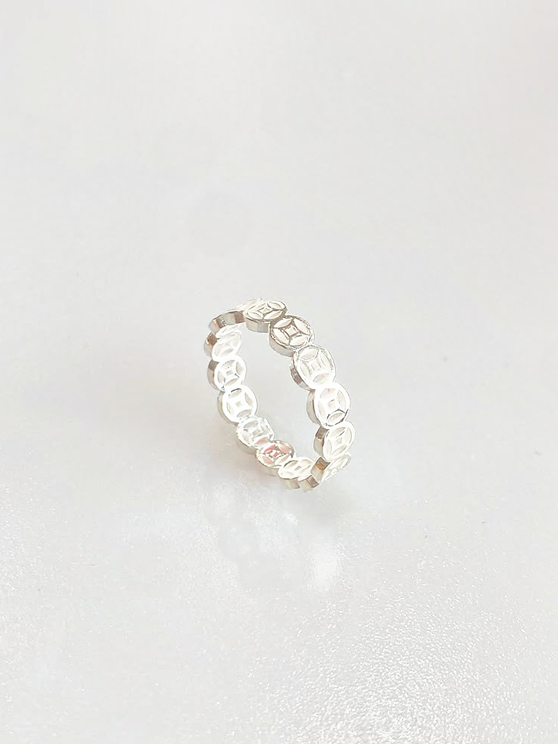 S990 Fleurette Lucky Coin Ring - side view