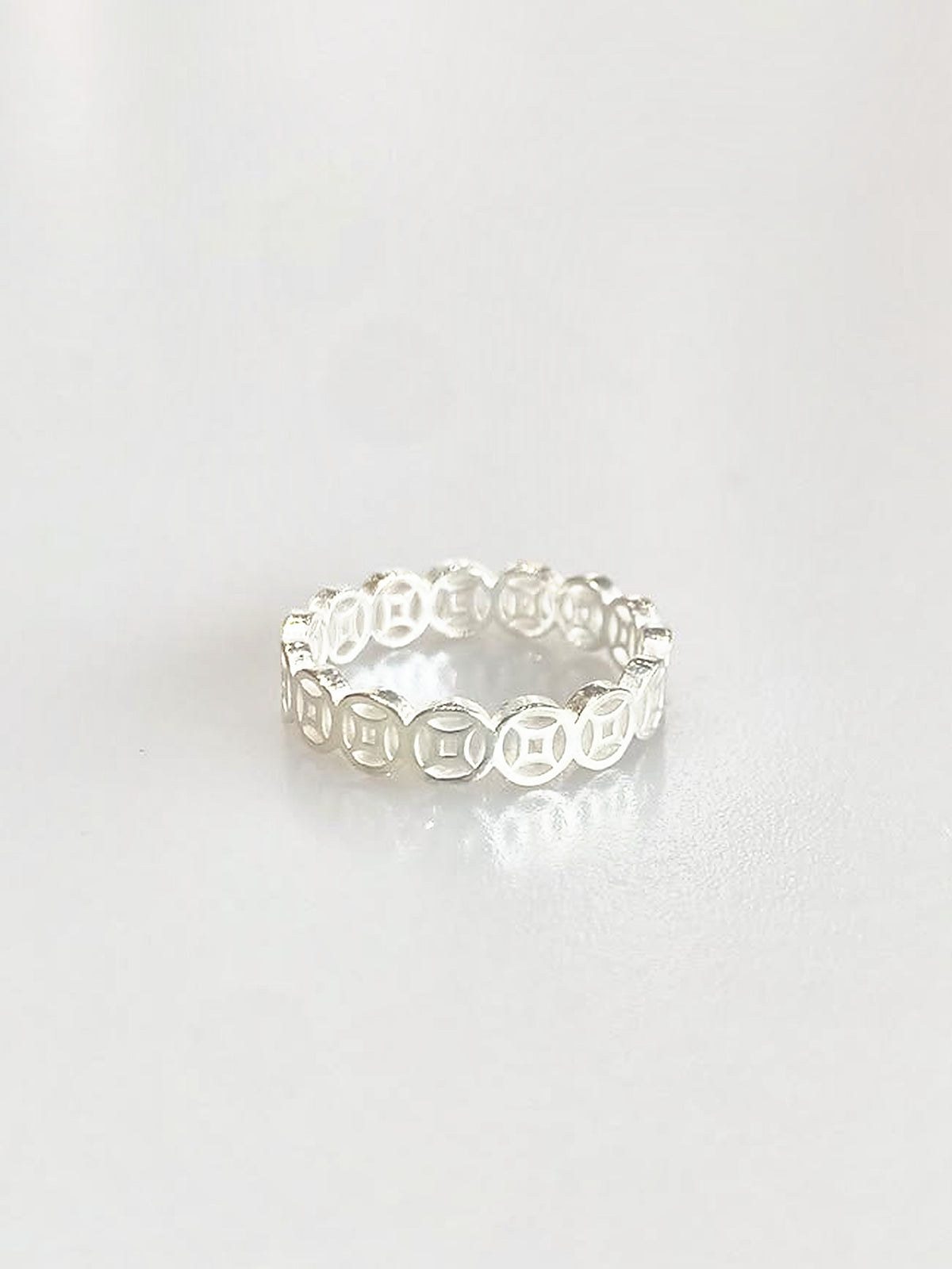 S990 Fleurette Lucky Coin Ring - front view