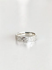 S990 Liora Textured Band Ring - front view